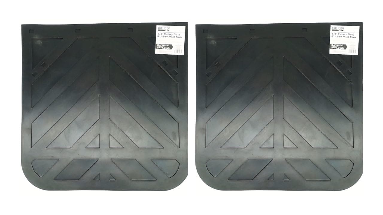 SteelVision (2 Pieces) Black Semi Truck and Trailer Mud Flaps, Rubber Mud Flap for Semi Trucks - Chevron, 24" x 24" Heavy Duty Rubber Pair Mud Flaps, Thickness: 1/4 inch, 2pcs (24 x 24 inch), 92000