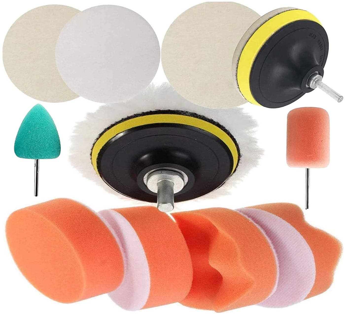 DIY Crafts With+ 1x Felt Pad, 1"inch Kit, 2 Pcs, Gross Polishing Buffing Pad Kit Polisher Drill Adapter Car Polish Sponge Wheel Kit Car Wash Cleaning Tools Cleaning f (With+ 1x Felt Pad, 1"inch Kit)