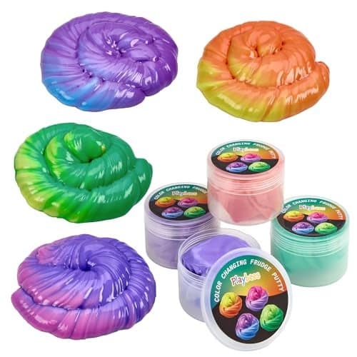 Playbees Color Changing Therapy Putty 4 Pack Silly Mini Thinking Slime for Sensory Play Educational Games Fidget Toy 815 Heat Sensitive Magical Color Shifts Slime Party Favors 2 Oz