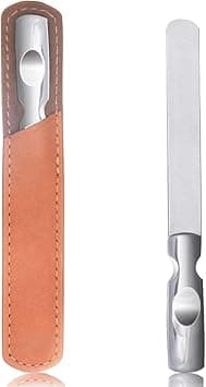 Jaimela Stainless Steel Nail File Nail File Manicure Tools with Antiskid Handle and Leather Case Stainless Steel Nail Care Manicure Tool Accessories for Men Woman