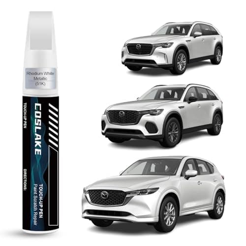 COSLAKE Car Touch Up PaintRhodium White Metallic51K for Mazda Car Paint Scratch Repair Kit Quick Easy Solution to Repair 2 in 1 Scratch Remover Pen with ColorMatched