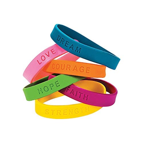 Fun Express Inspirational Sayings Bracelets (24 pieces) (Assorted Colors)