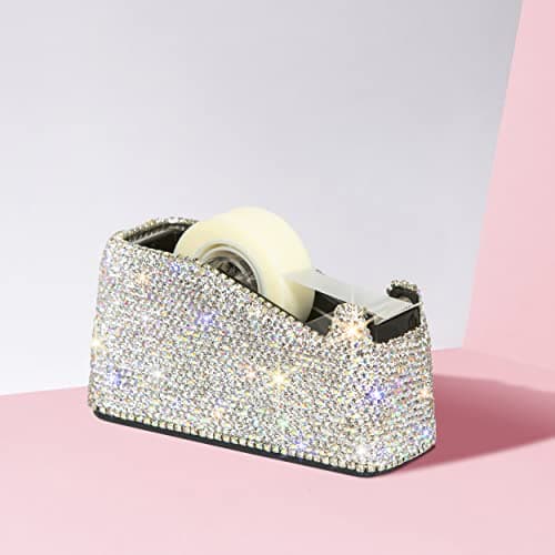 TISHAA Bling Dazzling Rhinestone Desktop Tape Dispenser
