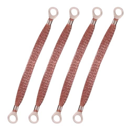 ZIMISI Universal Automotive Ground Straps 12 x 05 Grounding Strap with Ring Terminals Flat Braided Copper Car Engine Ground Strap Vehicle Ground Wire Kit for Most Cars 4PCS
