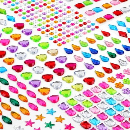 407pcs Gem Stickers Crafts for Kids Self Adhesive Jewel Stickers Acrylic Bling Stick on Gems Big Rhinestone Stickers for Crafts Muticolor Gemstone Sticky Gems for Crafting Decorating DIY