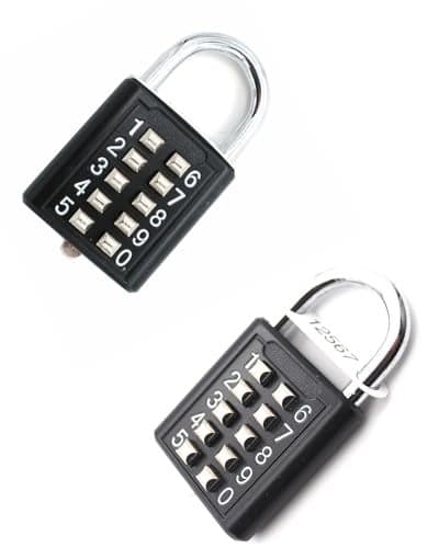 ZENG 10-Button Combination Padlock – Pre-Set 5-Digit Unchangeable Code, Hardened Steel Shackle for Gym Lockers, Toolboxes, Fences(Black-1pcs)