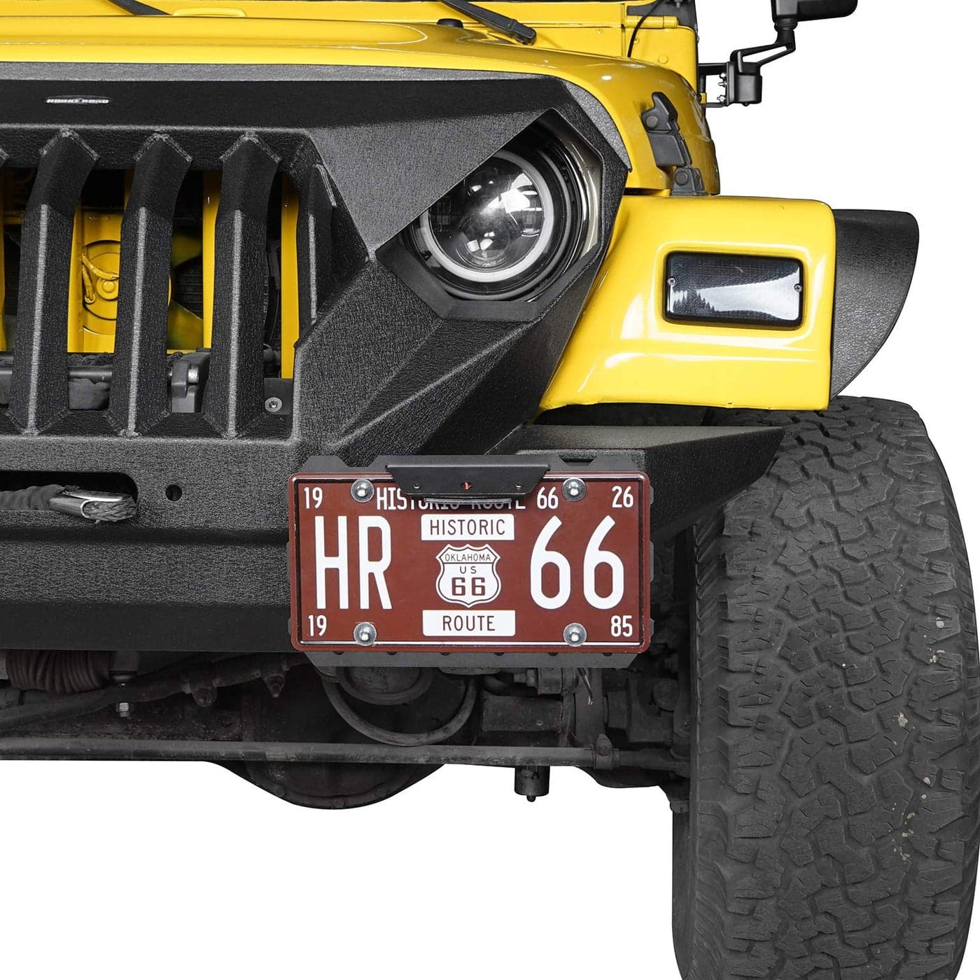 Hooke Road Shackle D Ring License Plate Mount Bracket Relocation Holder wWhite LED Light for 19552025 Jeep Wrangler CJ YJ TJ JK JL Gladiator JT