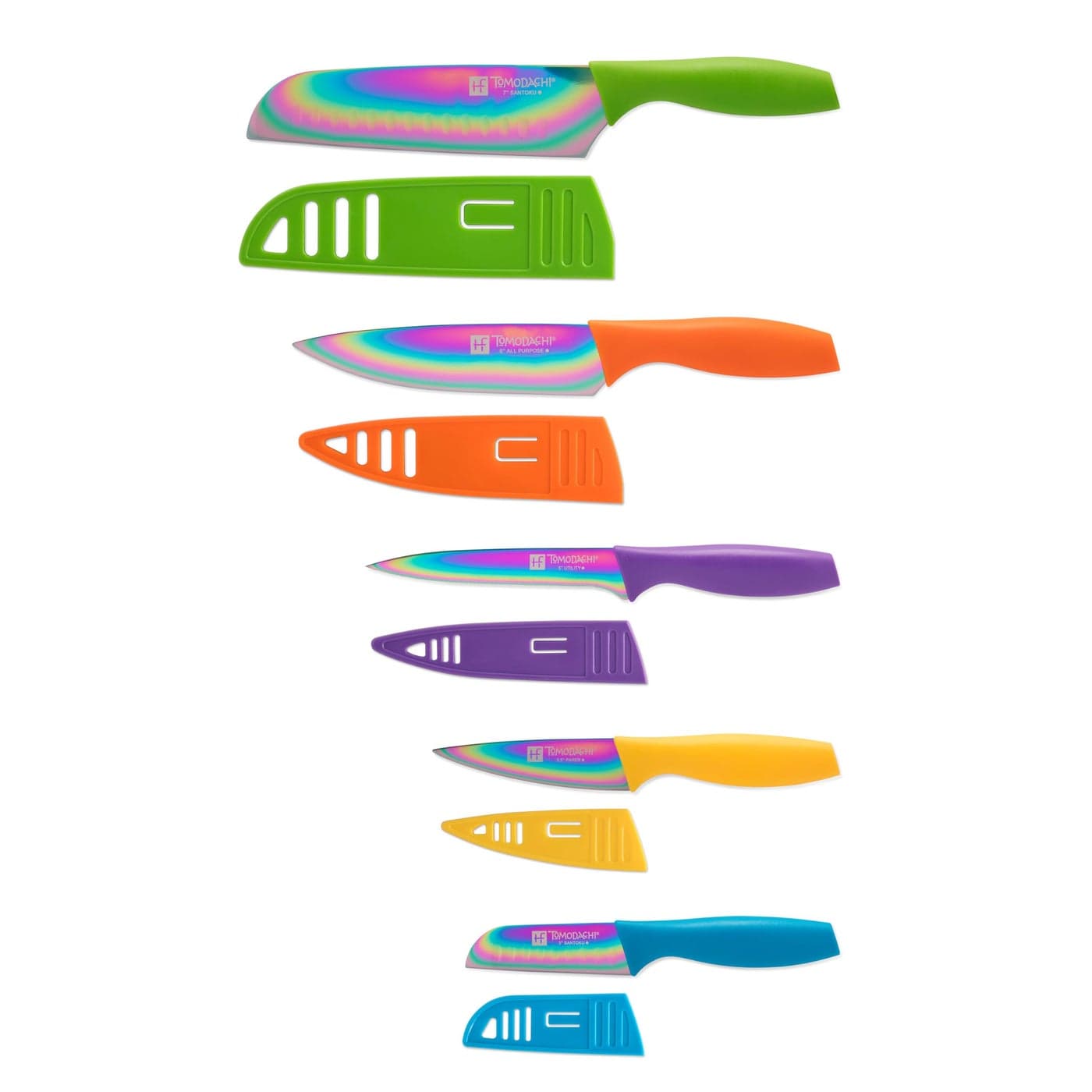 Hampton Forge HMC01E550S Rainbow Titanium 10 Piece Knife Set with Blade Guards Stainless Steel