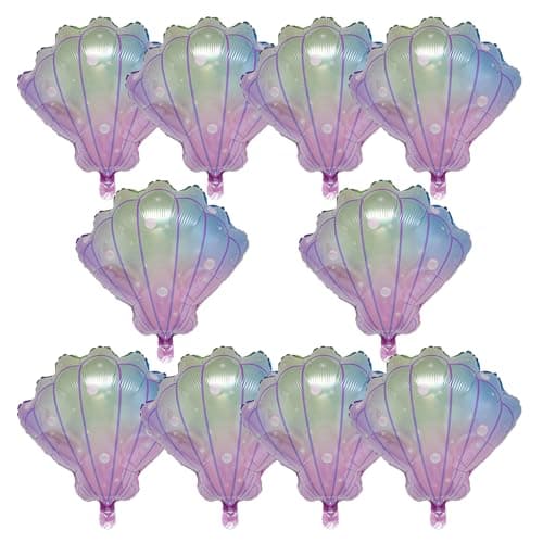Sea Shells Balloons Multicolor Sea Shells Foil Mylar Balloon for Birthday Ocean Themed Party Decoration Supplies Colourful
