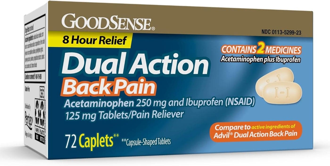 GoodSense Dual Action Acetaminophen and Ibuprofen NSAID Tablets 250 mg125 mg Back Pain 72 Count