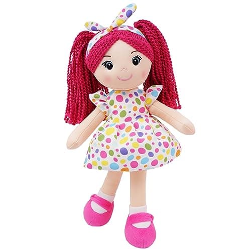 June Garden 14 Snuggle Cuties Sophie Soft Cuddly Plush Doll Gift for Girls Huggable Rag Doll Pink M