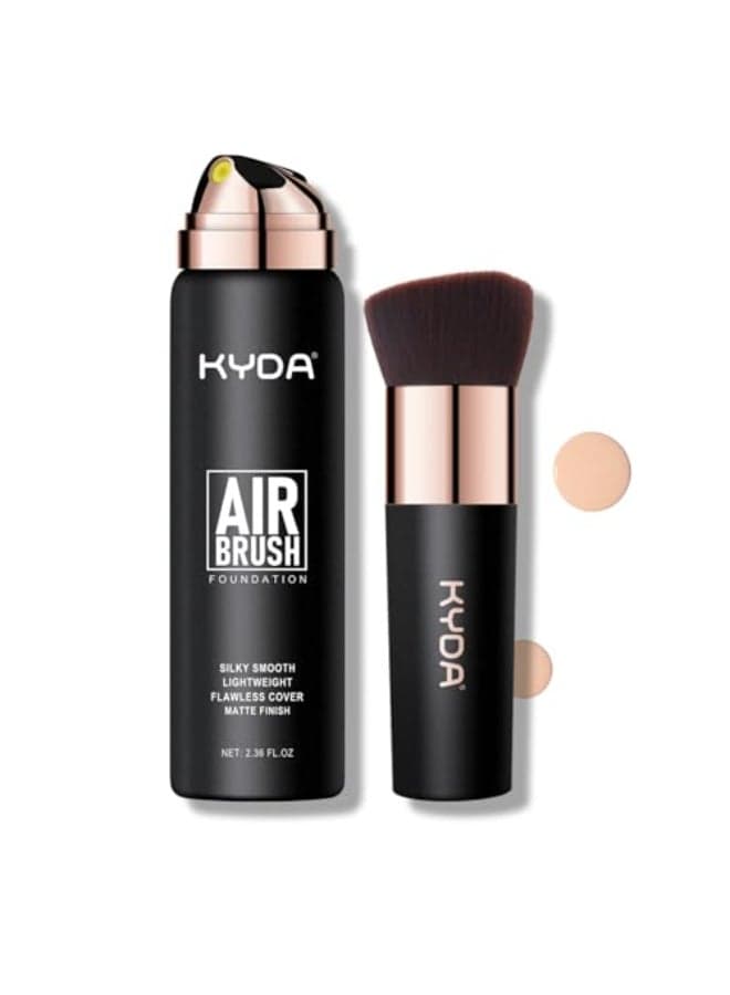 KYDA AirBrush Foundation Spray Silky Foundation Mist Makeup Flawless Coverage for Smooth Creamy Nude Finish Breathable Blendable Lasting Formula125 Nude Beige
