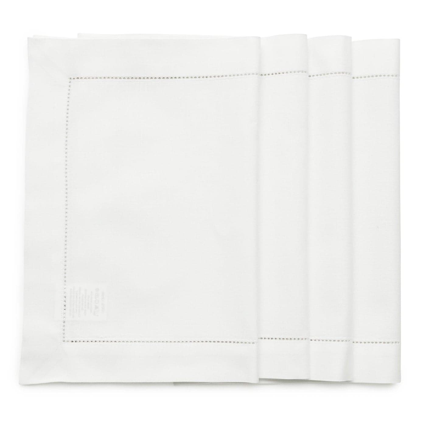 Solino Home Placemats 19" L x 14" W Inch - Cotton Linen Hemstitch White Cloth Placemats Set of 4 - Washable Fabric Place Mats for Spring, Easter