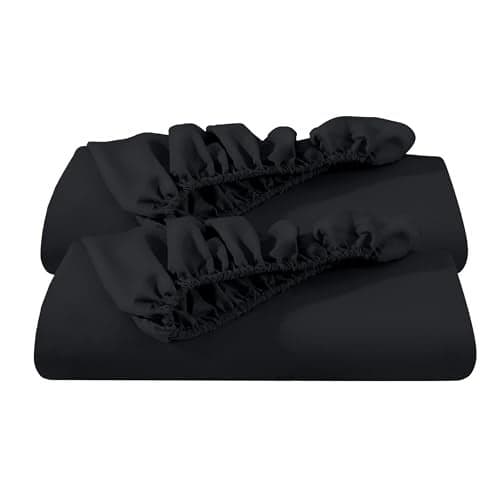 Bare Home 2-Pack Fitted Bottom Sheets Queen - Premium 1800 Ultra-Soft Wrinkle Resistant Microfiber - Deep Pocket (Queen, Black)
