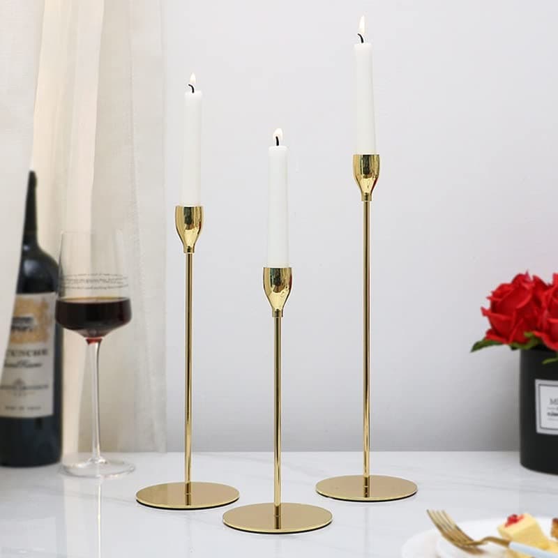 The Purple Tree Metal Royal Candle Holders For Tapered Candles Pack of 3 Golden Christmas Candle Holder Tealight Holder Best Gift For Christmas Decor Christmas Decoration Dining Table