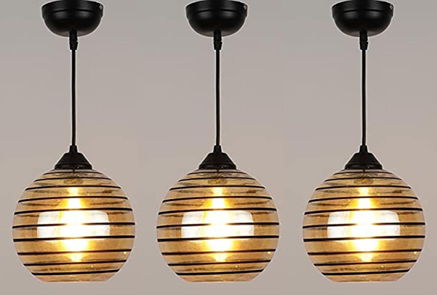 Keyplus Doom Line Luster Glass Designer Hanging Light, Pack of 3