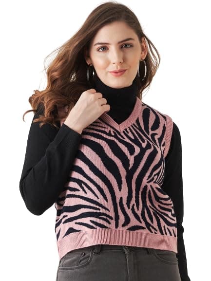 Modeve Sleeveless Women Sweater, Pink, L||Winterwear||