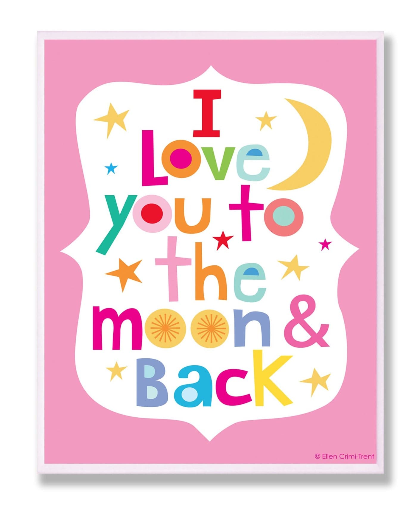 The Kids Room by Stupell I Love You to The Moon and Back On Pink Background Rectangle Wall Plaque, 11 x 0.5 x 15, Proudly Made in USA