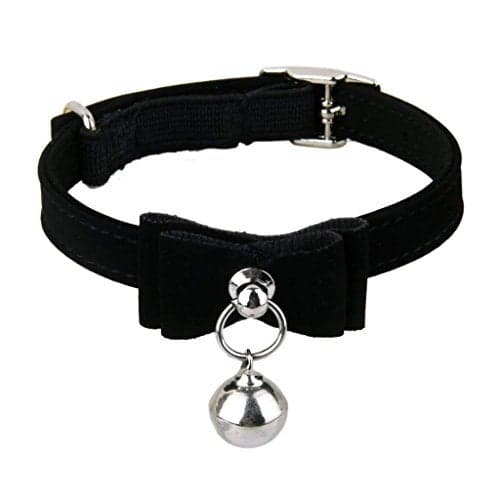 Newlly Adjustable Pet Kitten Cat Safety Collar Bell Buckle Neck (Black), Velvet, (Pack Of 1),27 Cm