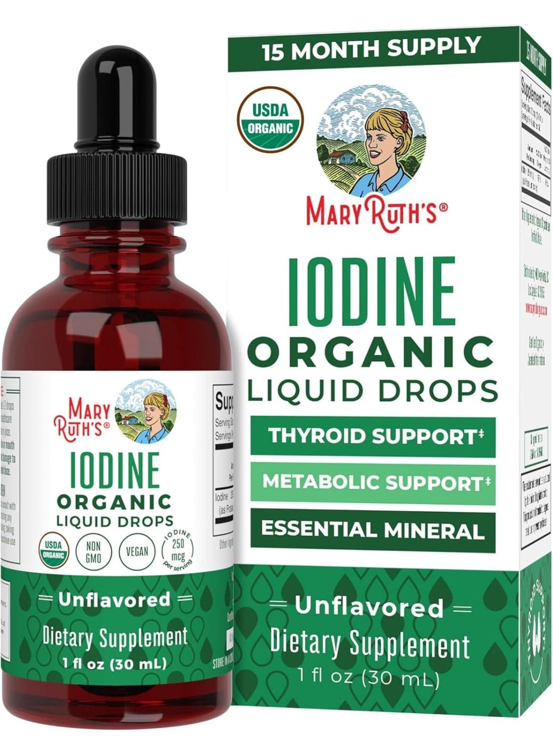 Potassium Iodide | Iodine Supplement | 1 Year Supply | Iodine Drops | USDA Organic | Nascent Iodine | Vegan | Packaging May Vary | 1 Fl Oz