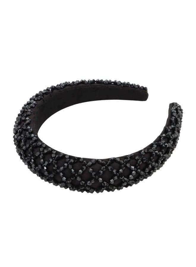 1PC Black Rhinestone Headband for Women Girls Non Slip Head Bands Fashion Jeweled Hairband Sparkly Crystal Headbands for Women Bling Hair Accessories for Women Girls Wedding Prom Holiday