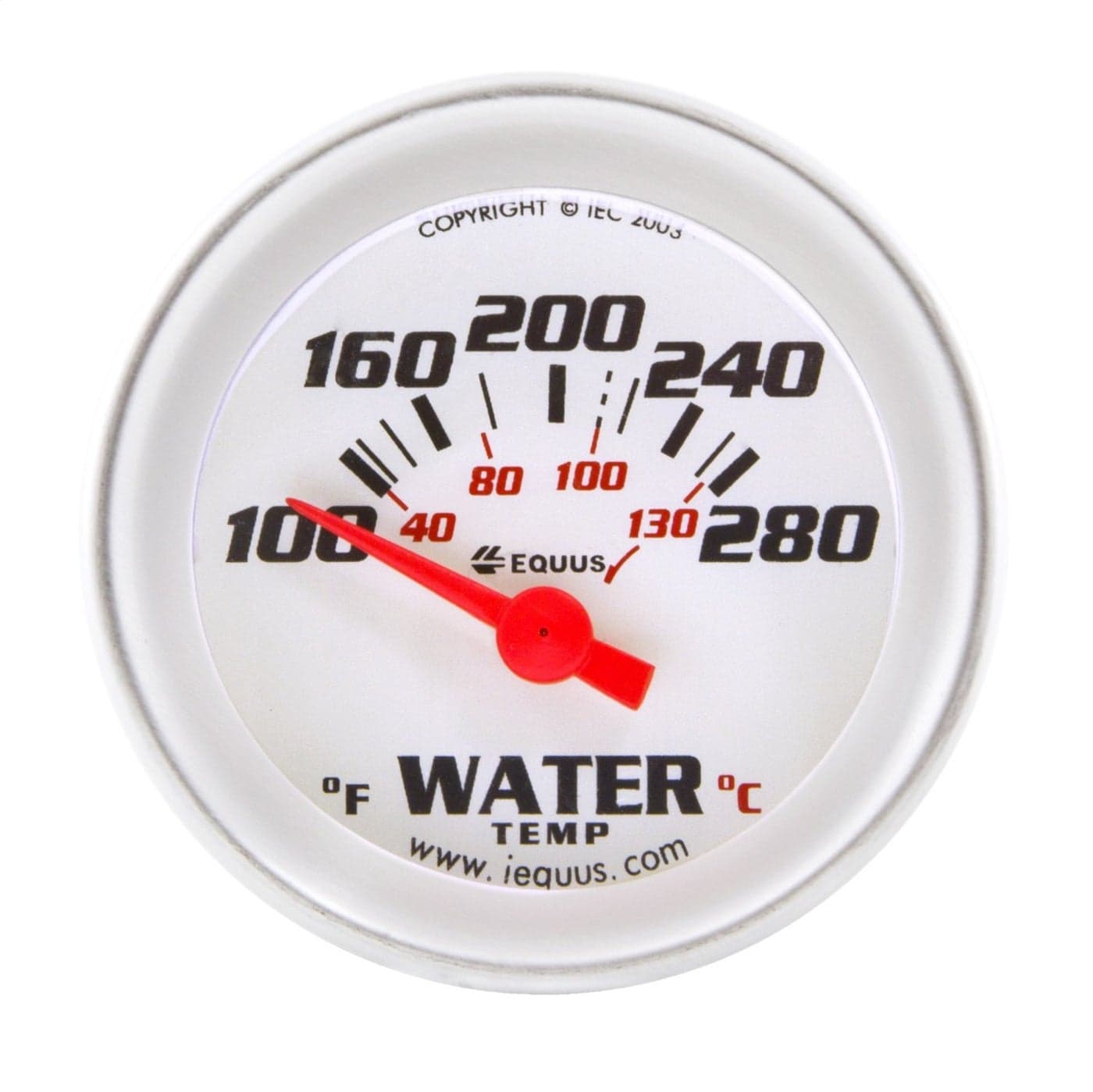 Equus 8262 2 Electric Water Temperature Gauge White with Aluminum Bezel
