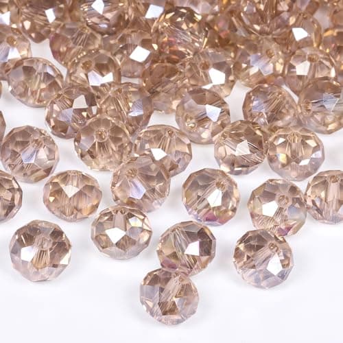 NITOPUPU 1000pcs 4mm Crystal Glass Beads for Jewelry Making Faceted Rondelle Flat Beads for Bracelets Necklace Earrings DIY Crafts Champagne Crystal AB Bead
