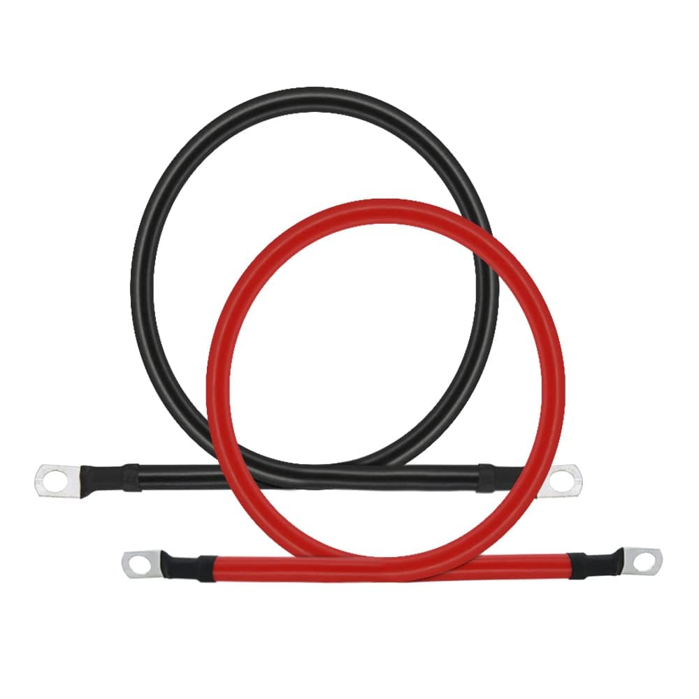A ABIGAIL 2 AWG Battery Cable 2AWG Gauge Pure Copper Battery Inverter Cables with 38 in Lugs Both Ends Power Inverter Wire Set for Automotive Solar Marine Boat RV Car Motorcycle Red and Black 2FT