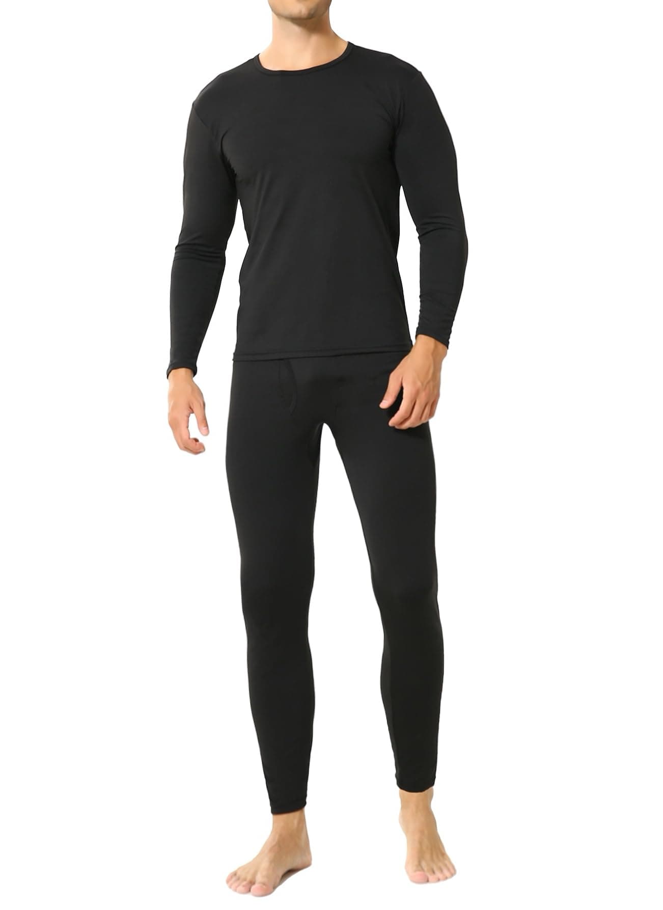 ViCherub Thermal Underwear for Men Fleece Lined Long Johns Thermals Top and Bottom Set Base Layer for Cold Weather Black XXL
