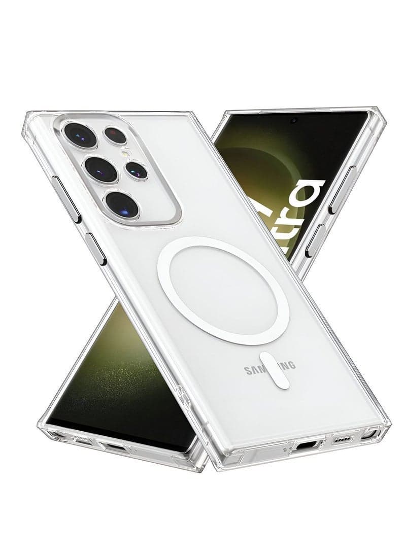 Samsung Galaxy S23 Ultra 2023 Magnetic Case, Slim Transparent Flexible TPU Shockproof Magsafe Back Phone Case - Clear