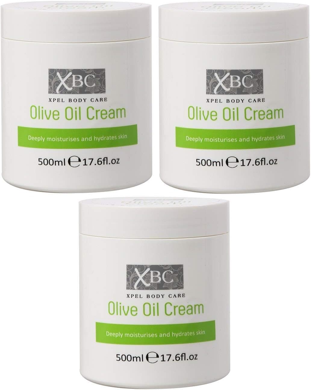 XBC Olive Oil Cream 3 x 500ml Large Tub Deeply Moisturises and Hydrates