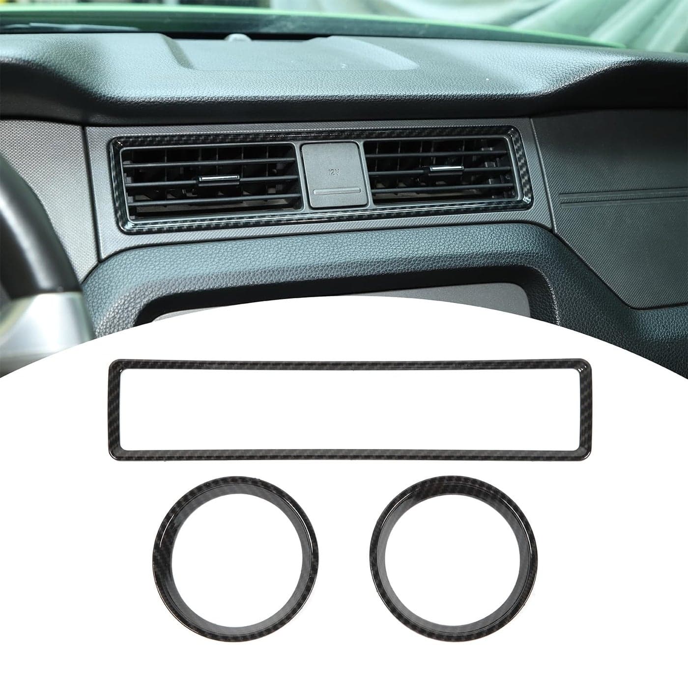 PDKLIN for Mustang Dash Air AC Vent Cover Trim Compatible with Ford Mustang 20102014 Carbon Fiber Interior Accessories 3pcs