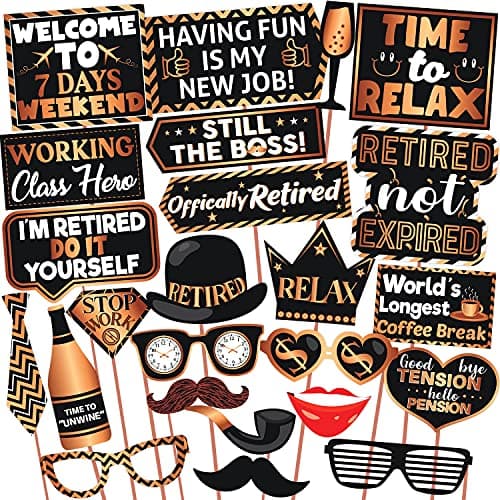 WOBBOX Retirement Photo Booth Party Props Copper Golden & Black, Retirement Party Decoration, Retirement Decoration Item, Medium (Model: WOBOX1853)