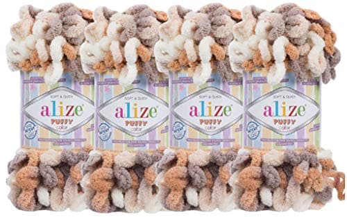 Alize Puffy Color Baby Blanket Yarn Lot of 4skn 400gr 39.3 yds 100% Micropolyester Soft Yarn Hand Knitting Yarn (5926)