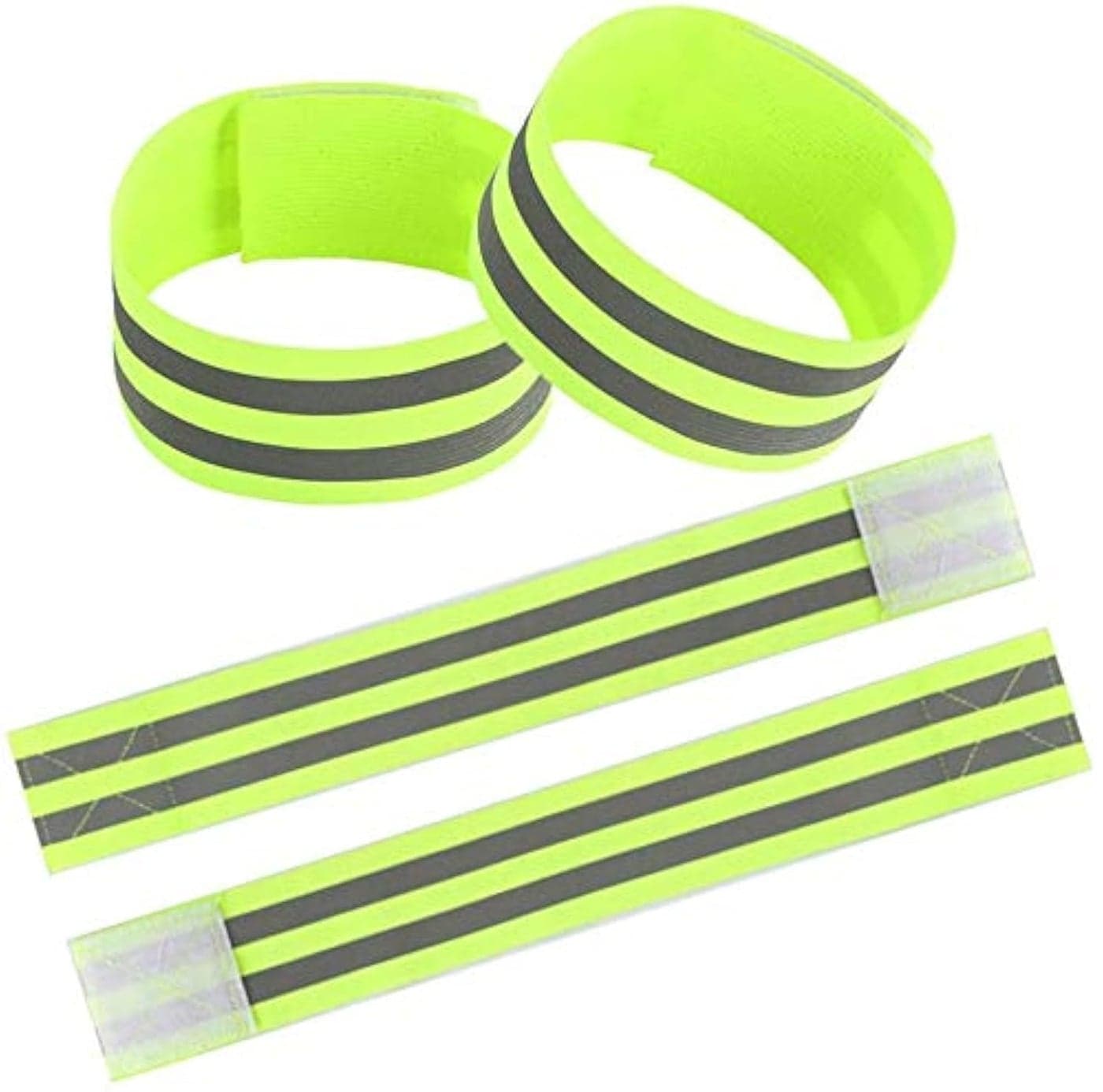 CLUB TWENTY ONE Lemon Yellow Arm Band with Reflective Stripes, Stretch Poly Spandex, 2 Arm/Ankle Bands And Carry Pouch For Outdoor Sports