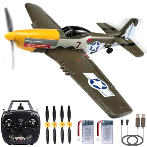 ANTSIR P51 RC Plane for Adults Kids 4 Channel Remote Control Airplane with AileronRudderElevatorGyro Aerobatic Mustang Fighter Glider with 3 Modes Stabilization System Easy Learning to Fly