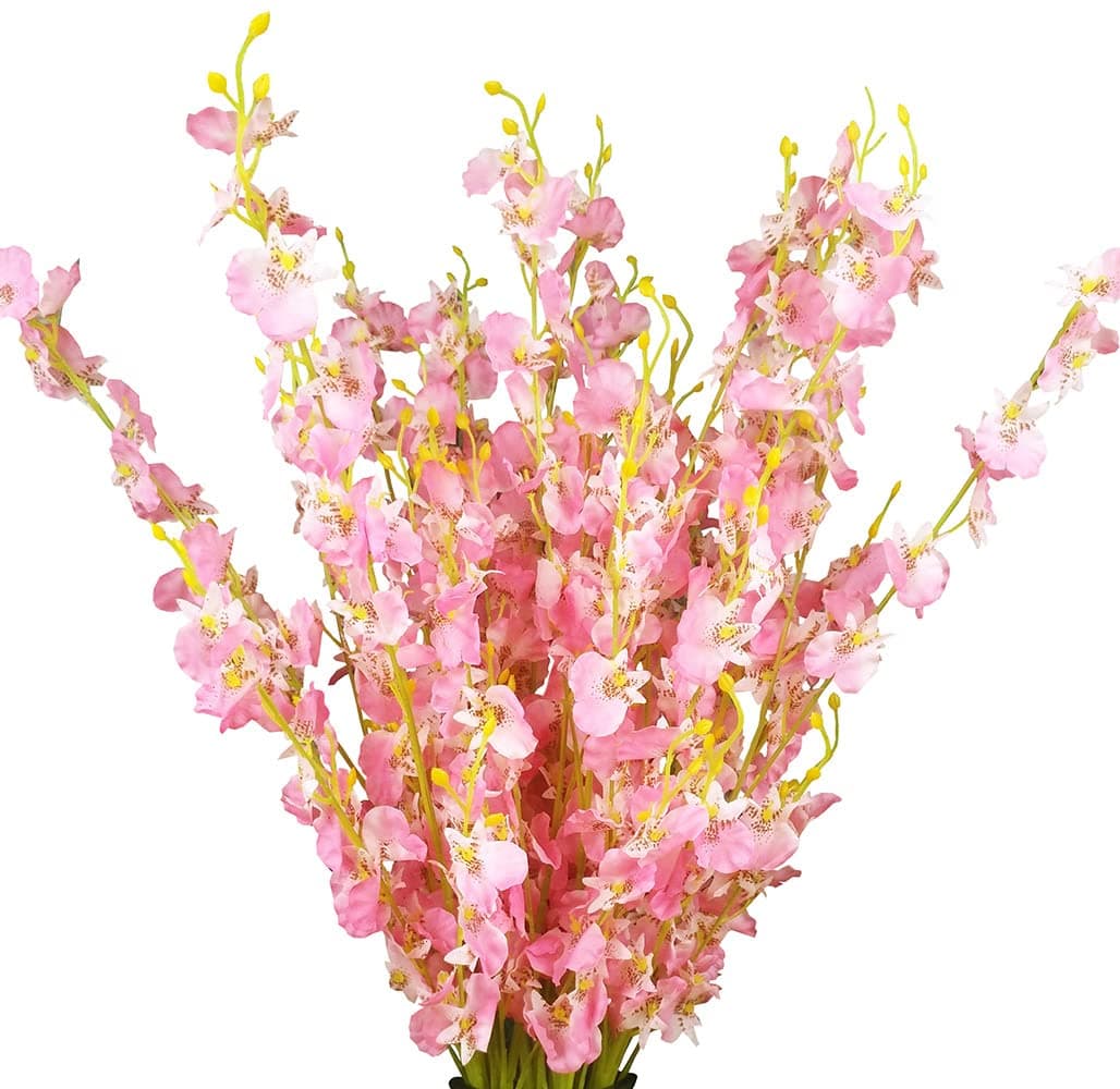 OMUYGDD Pink Flowers Artificial Silk Orchids Bulk 12 Pcs (38.5”) Long Stem Artificial Flowers for Tall Vase, No Include Vase