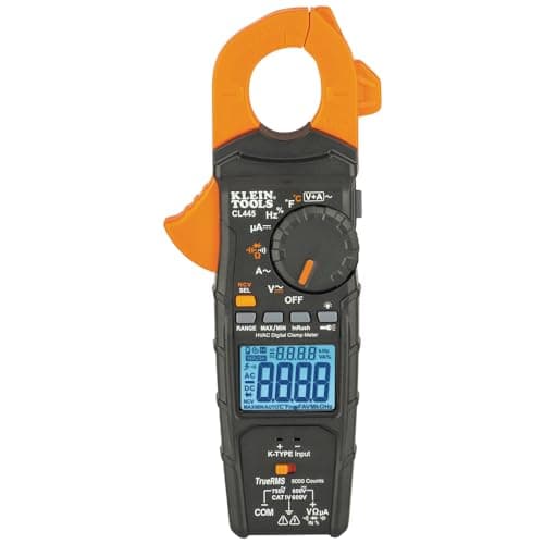 Klein Tools CL445 HVAC Clamp Meter AutoRanging TRMS NCVT Measures Voltage Current Temperature Micro Amps InRush and More