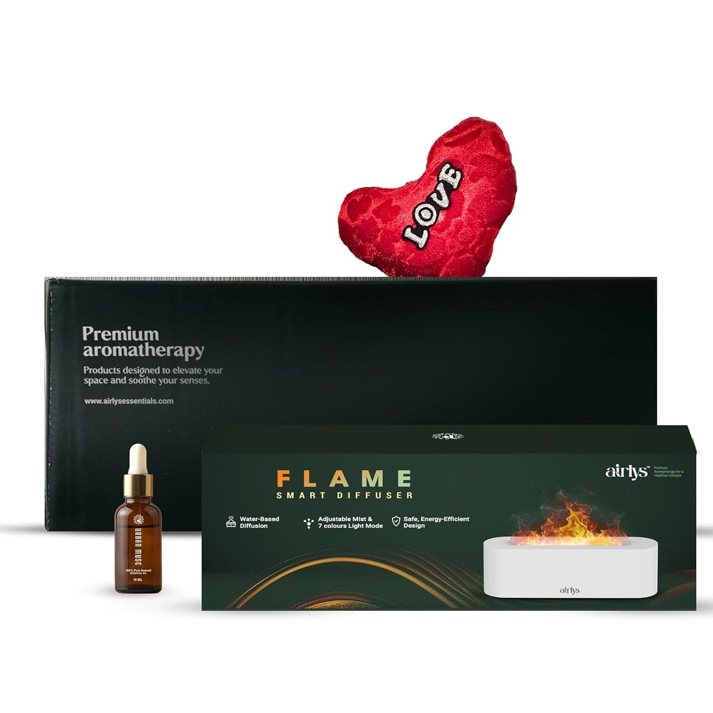 Airlys Womans Day Gift Set A Perfect Blend of Love Aroma 150ml Aromatherapy with 7Color LED Light with Premium Box Customizable Timer and Mesmerizing Flame Effect for Relaxation and Ambiance