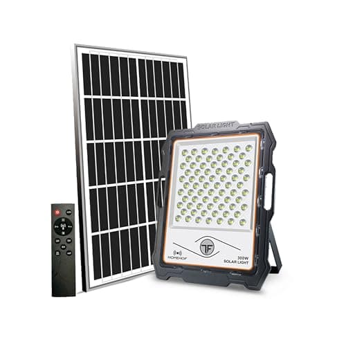 Homehop Solar Flood Light Outdoor, Waterproof 300 Watts Automatic LED Wall Lamp for Garden, Home, and Balcony,Dusk to Dawn with Remote .(Cool White-Aluminum)