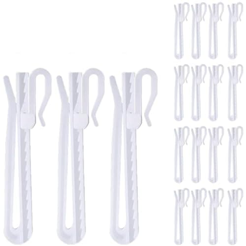 DEEGAA MART 24 PCS Adjustable Plastic Pinch Pleat Curtain Hooks, Ratchet System Pin Hooks for Pinch Pleated Drapery, 85mm Plastic Adjust Hooks for Curtains and Drapes
