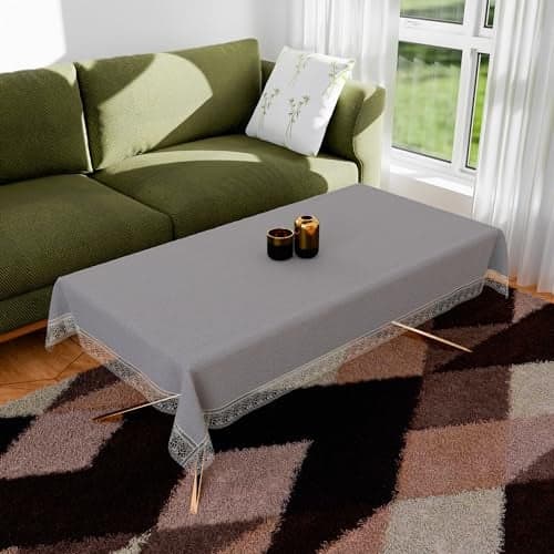 Kuber Industries Center Table Cover for 4 Seater | Kitchen Dining Tablecloth | Center Table Cover for Hall Decor | Plain Texture Tablecloth | CTC | 40x60 | Gray