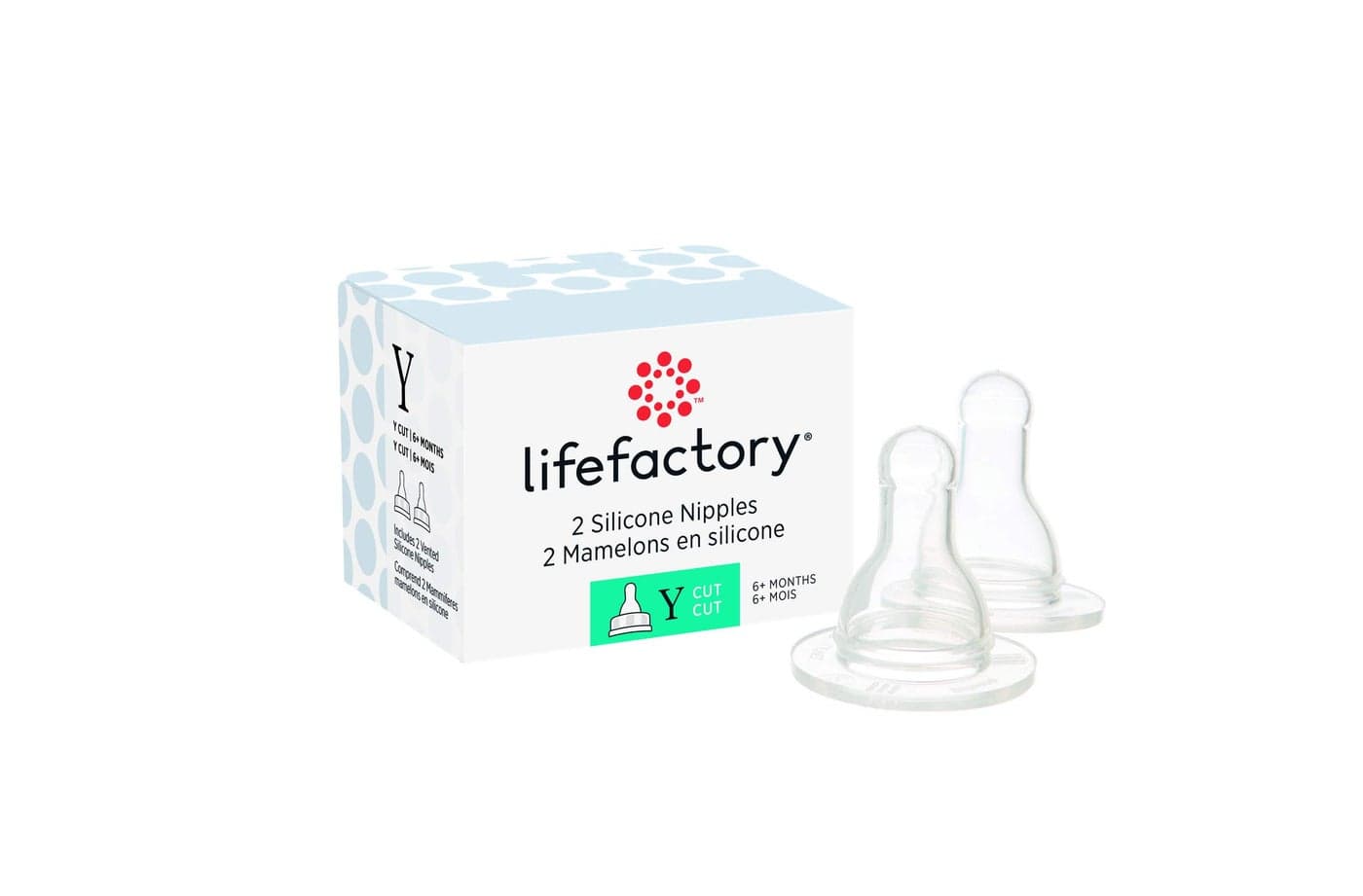 Lifefactory BPA-Free Stage Y (6+ Months) Silicone Nipples, 2-Pack