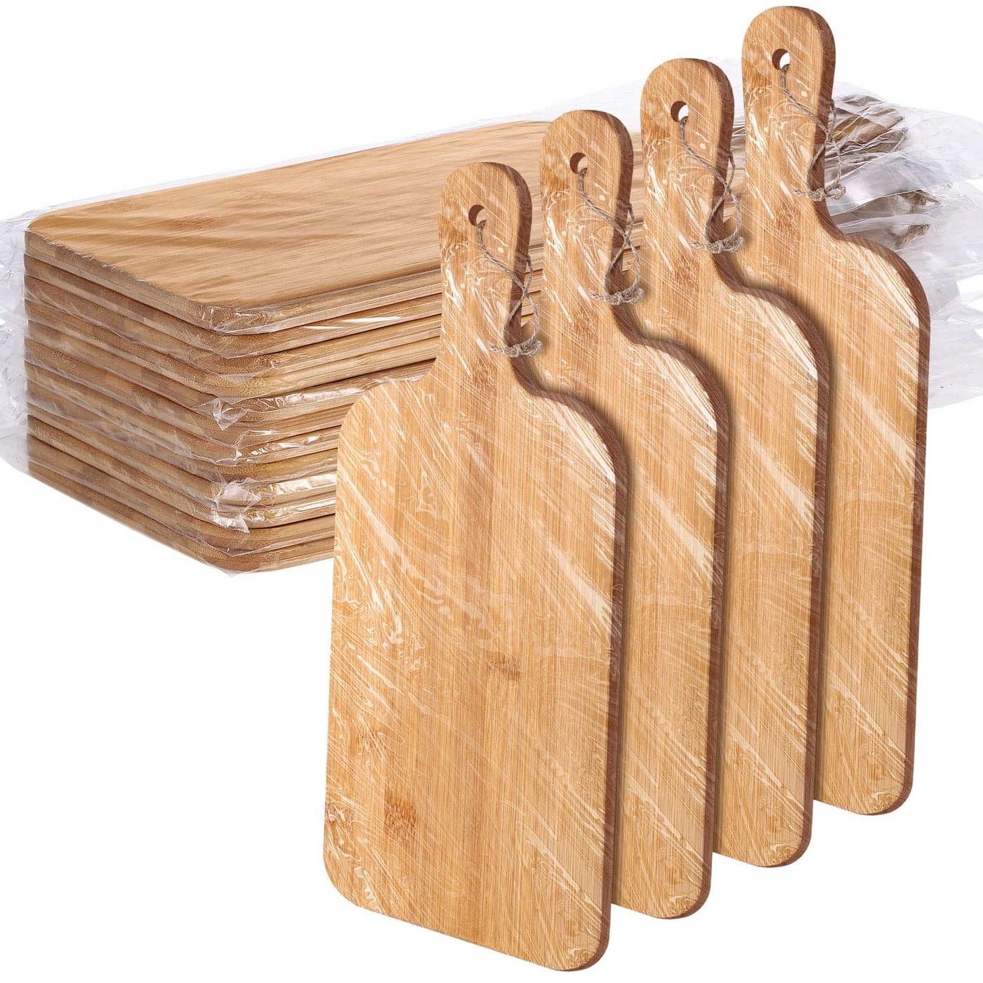 Patelai 12 Packs Wooden Cutting Board Set with Handles Large Kitchen Serving Plain Chopping Board Bulk Gifts for Mom for Vegetables Meat Pizza Cheese Fruit BreadBamboo15 x 7 Inch