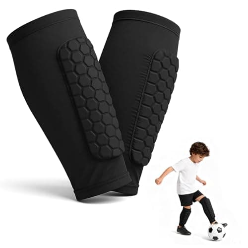 Soccer Shin Defender Shin Guards Pads for Kids, Youth Adult, Football Calf Compression Sleeve with Honeycomb Pads, Shin Guard Soccer Sleeves for Boys, Girls, Support for Skiing (S, 2PCS)