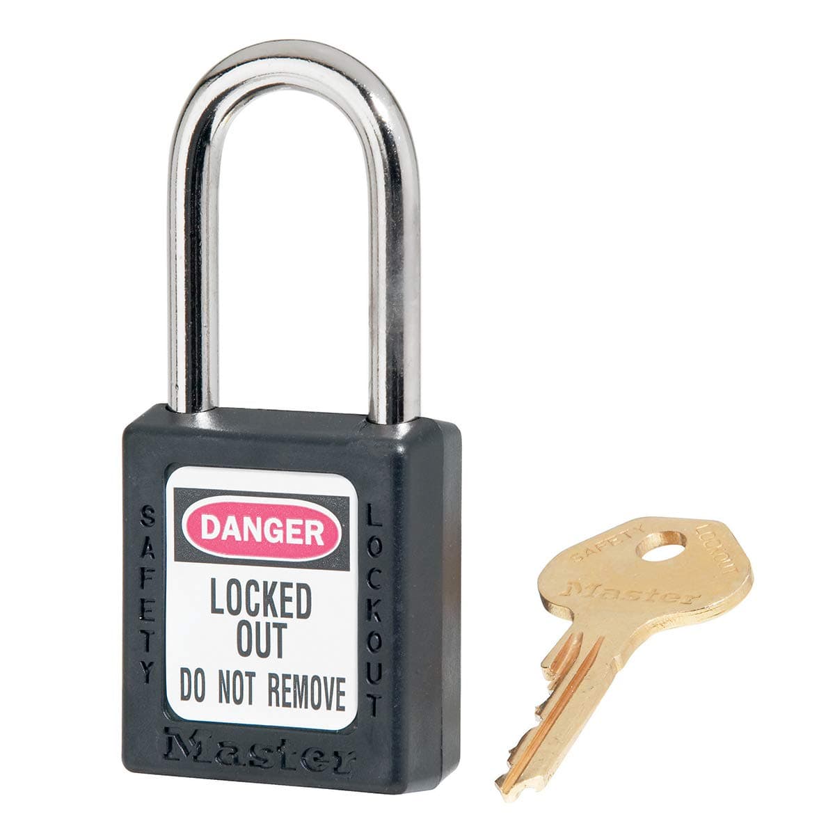 Master Lock 410BLK Lockout Tagout Safety Padlock with Key Black 025 in Shackle Diameter