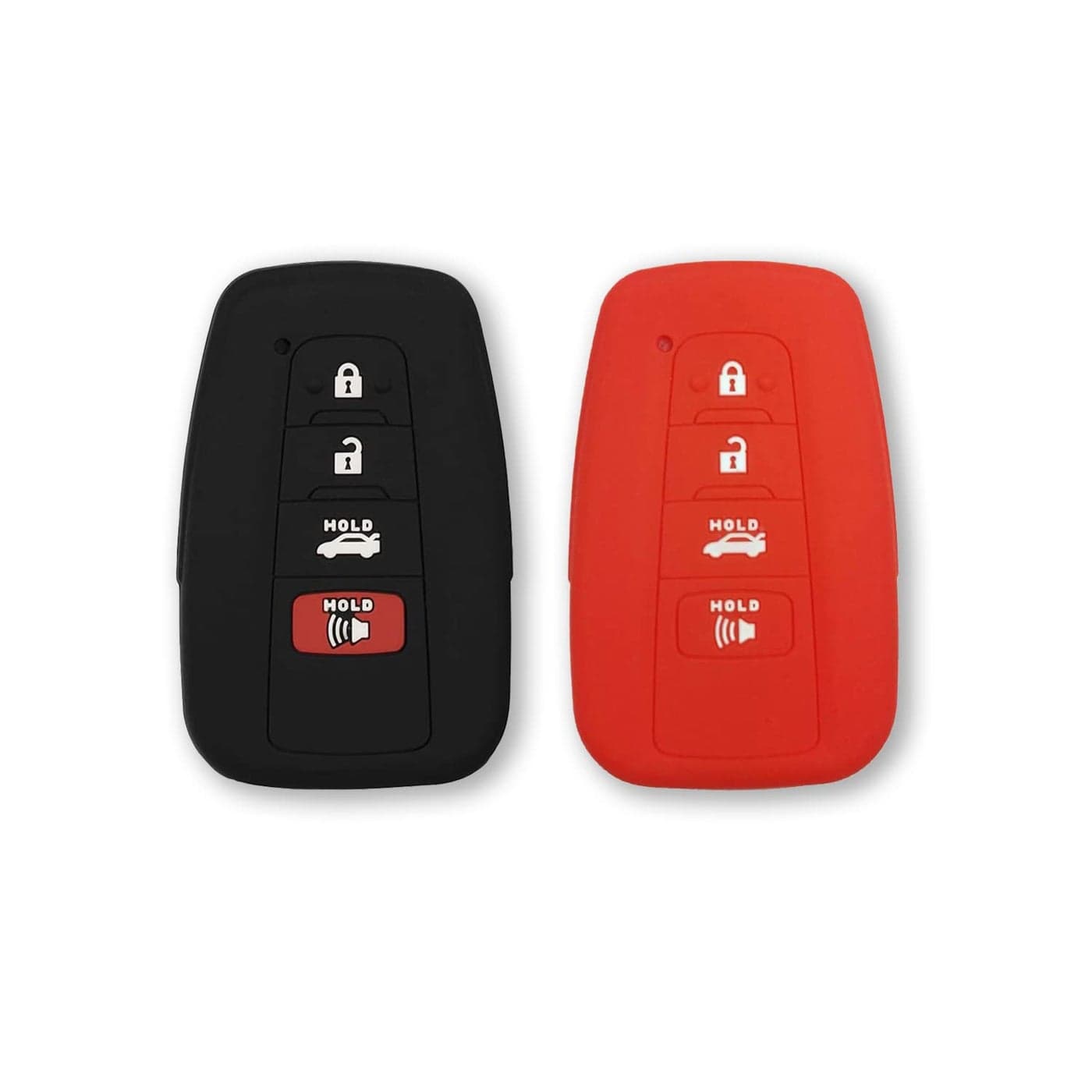 Autobase Silicone Key Fob Cover for Toyota Camry RAV4 Highlander Avalon CHR Prius Corolla GT86 Smart Key Car Accessory Key Protection Case 2 Pcs Black and Red