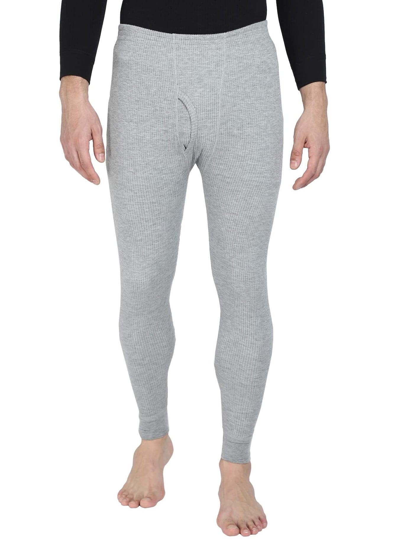 BODYCARE Mens Thermal Bottoms Pack of 1-Grey Melange, Regular, Mid Rise, Small