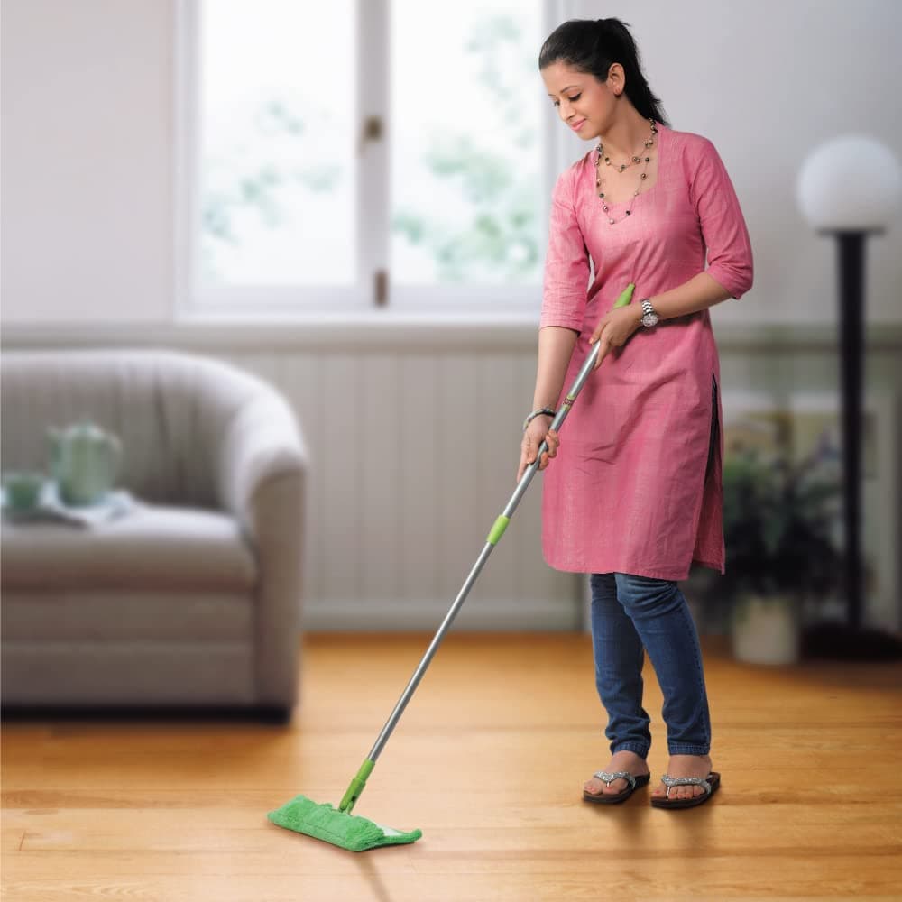 KREZON Flat Mop Microfiber Floor Mop Hardwood Mop Stainless Steel Handle with Reusable Flat Mop Pads