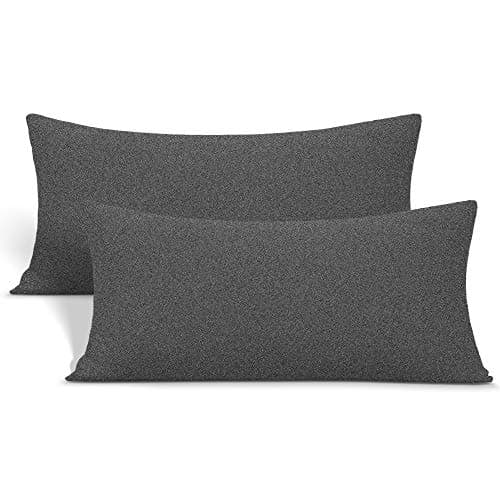 2-Pack Stretch Pillow Cases - Jersey Knit & Ultra Soft Envelope Closure Pillowcases T-Shirt Like Microfiber Blend - Suitable for Queen or Standard Size Set of 2, Hemp Gray